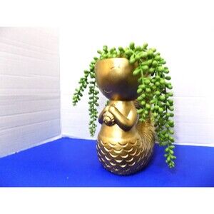 NEW Beautiful Rare Mermaid & Faux Plant Figurine Statue Coastal Nautical Decor